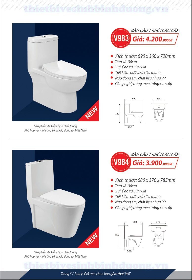 Bồn cầu liền khối Italy VINCY V984